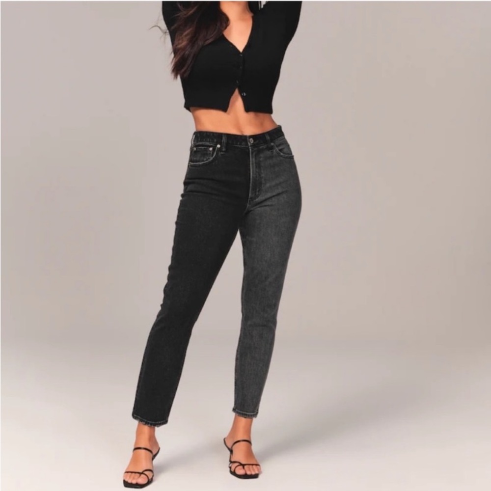 Abercrombie & Fitch The Skinny High Rise Two Tone Black Gray Jeans Curve Love 32